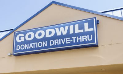 The entrance to the Goodwill Industries.