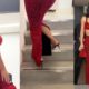 Kim Kardashian And Her Struggle With Stairs In Red Dolce & Gabbana Skirt