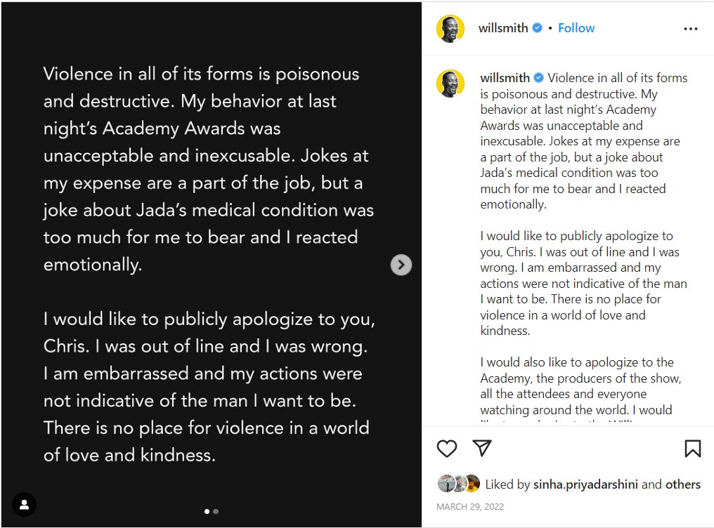 Will Smith apology